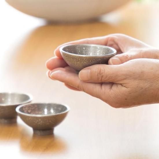 錫 盃 松・竹・梅 黒吹雪漆加工 50ml 3個セット [No.115・116