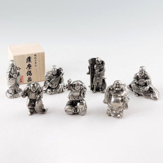 錫 置物 七福神 7体セット 黒漆加工 [No.194-1-2-3-4-5-6-7
