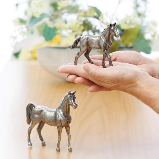 錫 置物 干支 親子うま（午）-EMA- 黒漆加工 [No.186C-7]｜薩摩錫器工芸館