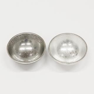 錫 盃 鶴 白吹雪加工 黒吹雪漆加工 50ml 2個セット [No.112-W・112]