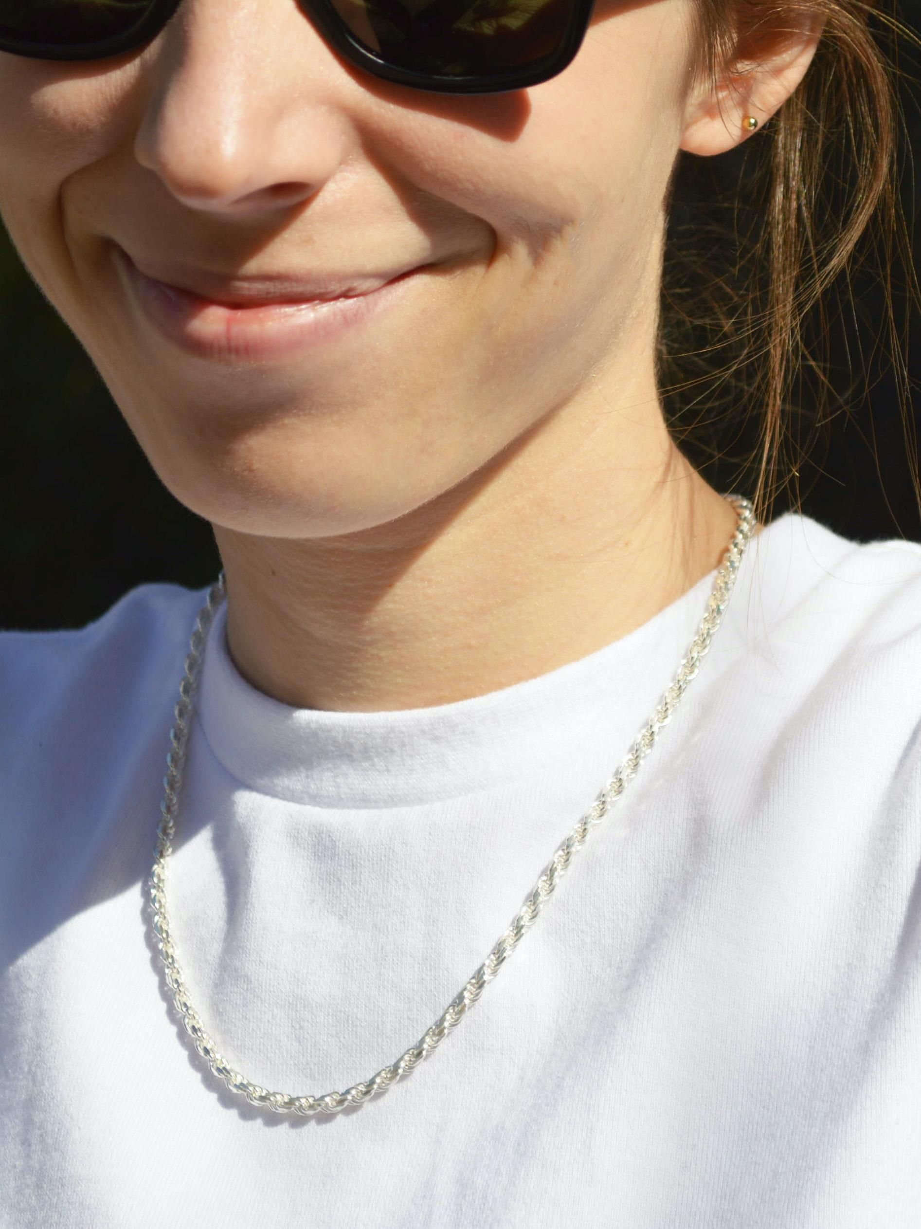 SILVER925 ROPE WIDE NECKLACE /シルバー/ネックレス middleミドル〉シルバーロープチェーンネックレス