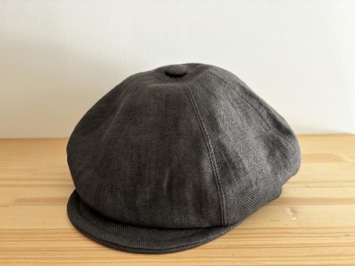 middleミドル- リネンヘリンボーンキャスケット/チャコールグレー