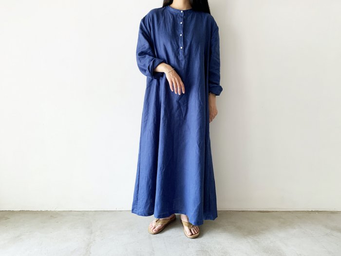 linen long one-piece / BLUE