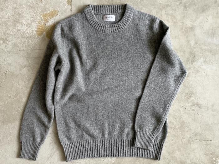 wool crew neck sweater / GREY