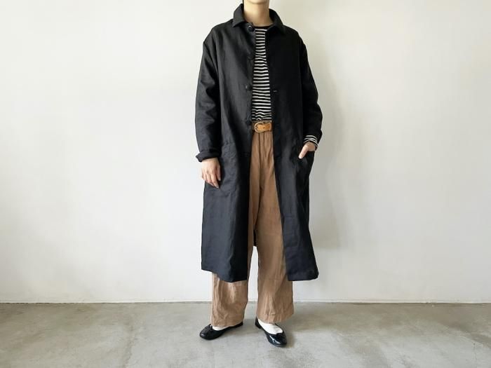 linen shop coat / BLACK