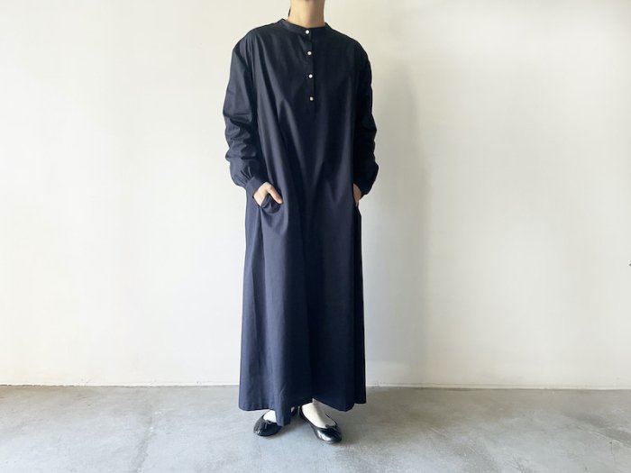 cotton broad long one-piece / NAVY