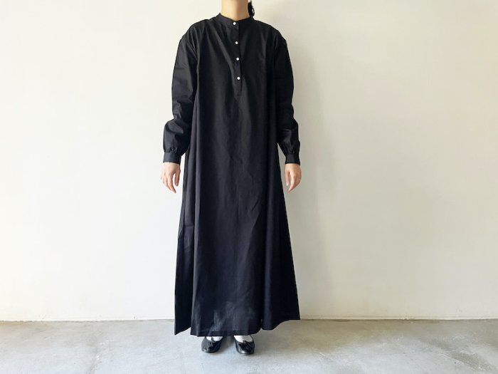cotton broad long one-piece / BLACK