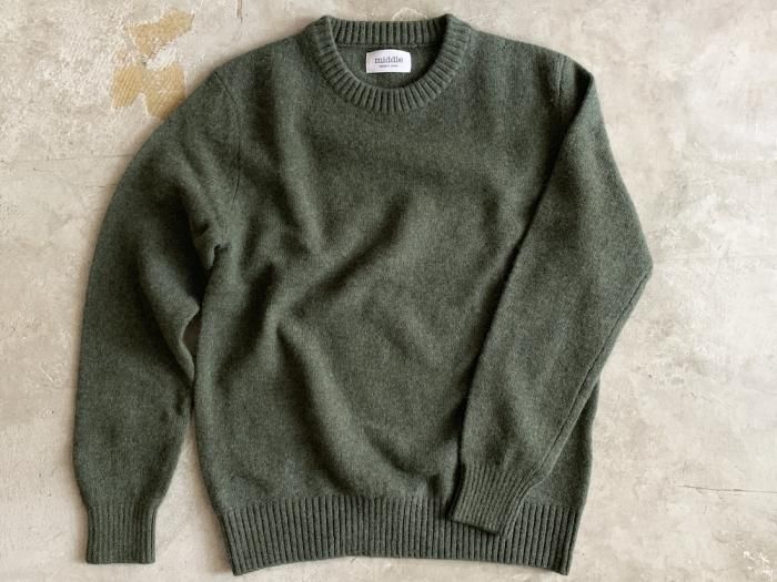 wool crew neck sweater / MOSS GREEN