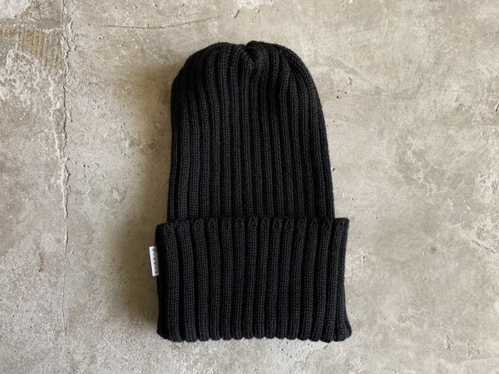 wool rib knit cap / BLACK
