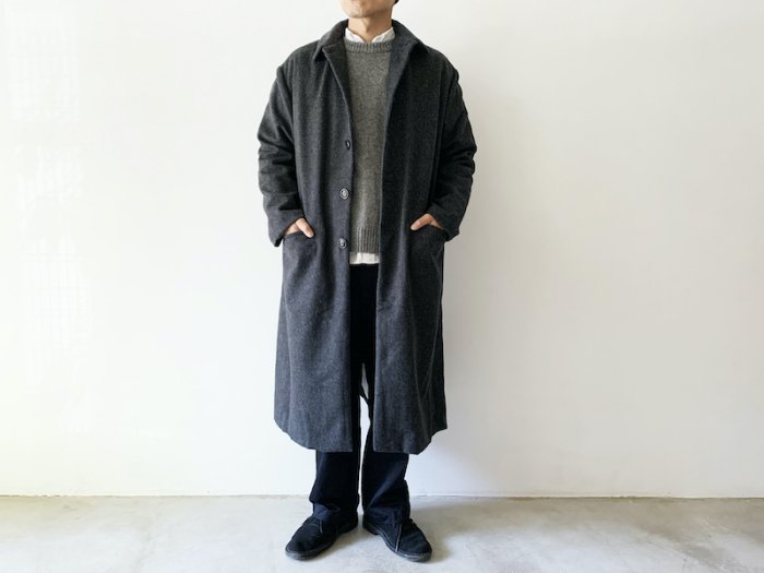 wool flannel overcoat / GREY