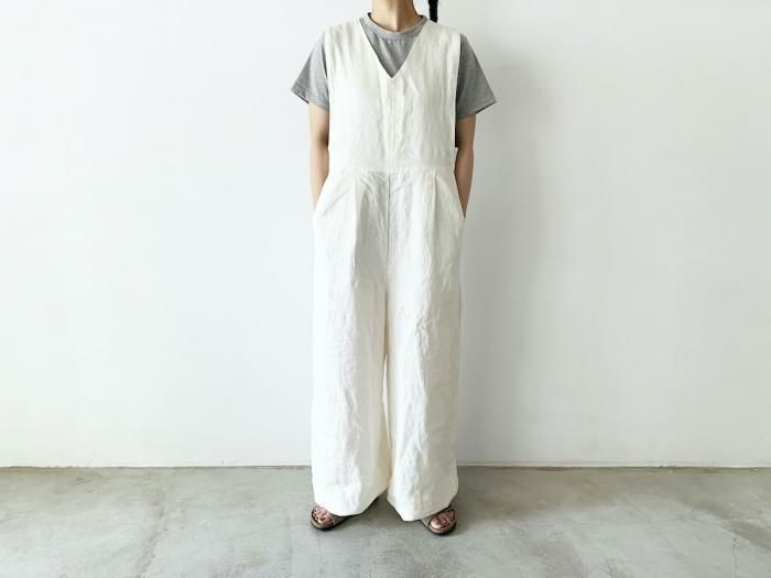 linen overalls / OFF WHITE