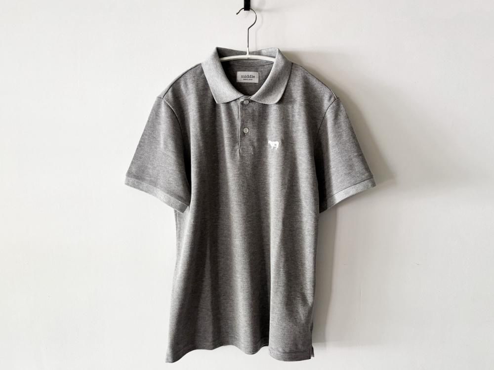 cotton pique polo shirt / GREY