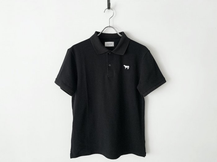 cotton pique polo shirt / BLACK
