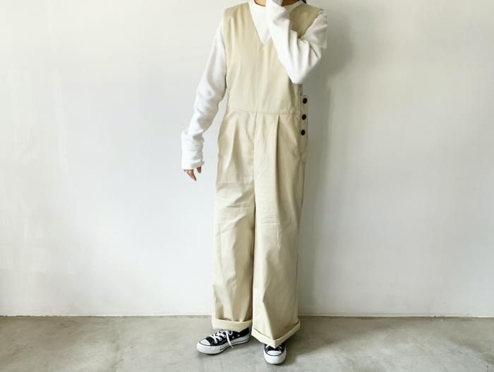 cotton twill overalls  / BEIGE