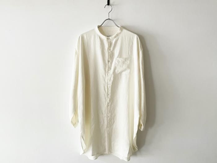 linen grandpa shirt /  OFF WHITE