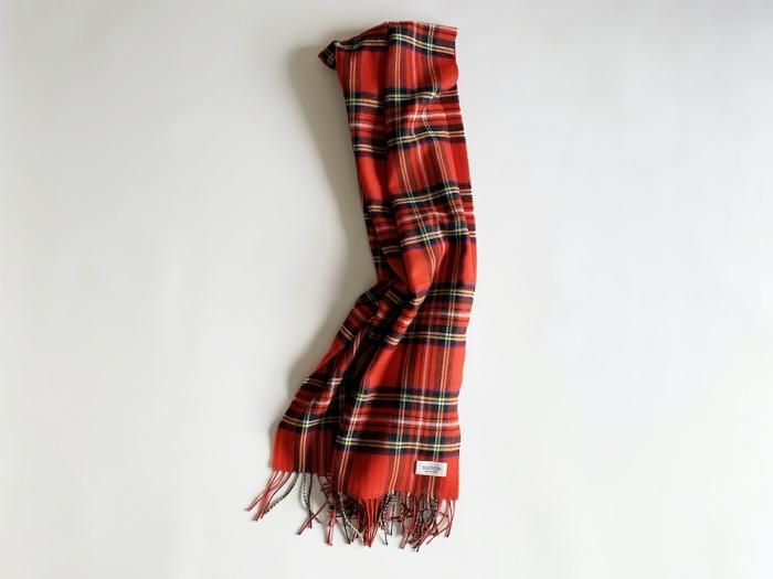 wool check shawl /  RED