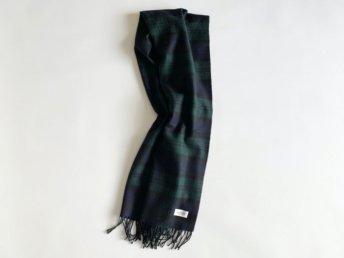 wool check shawl /  GREEN