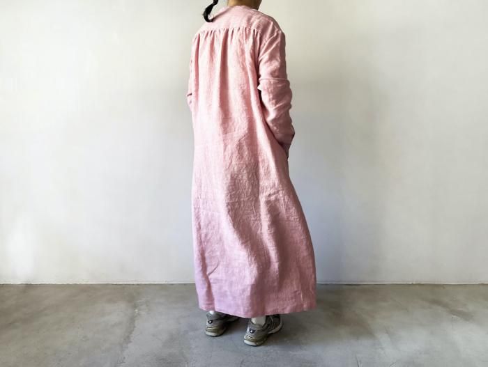 middleミドル〉リネンロングワンピース/ピンク