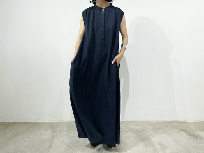 <img class='new_mark_img1' src='https://img.shop-pro.jp/img/new/icons8.gif' style='border:none;display:inline;margin:0px;padding:0px;width:auto;' />linen sleeveless one-piece / NAVY