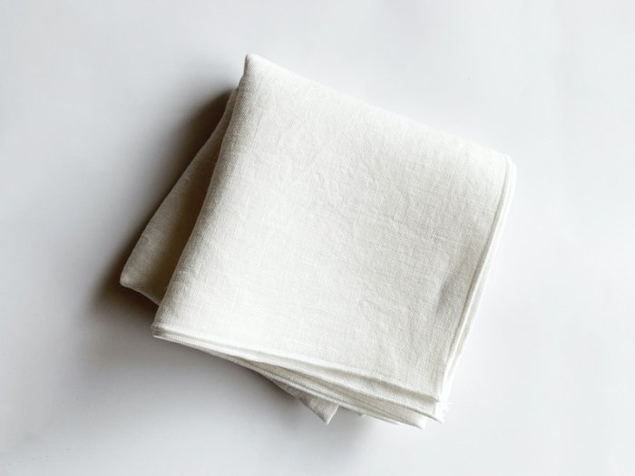 lockstitch linen handkerchief / WHITE