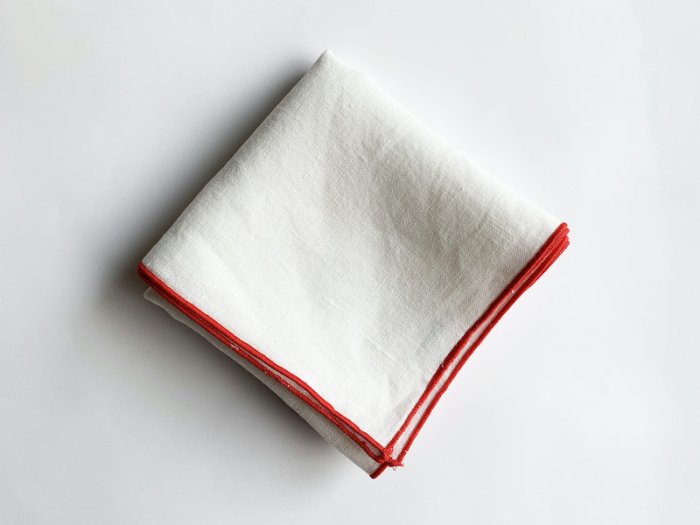 lockstitch linen handkerchief / RED