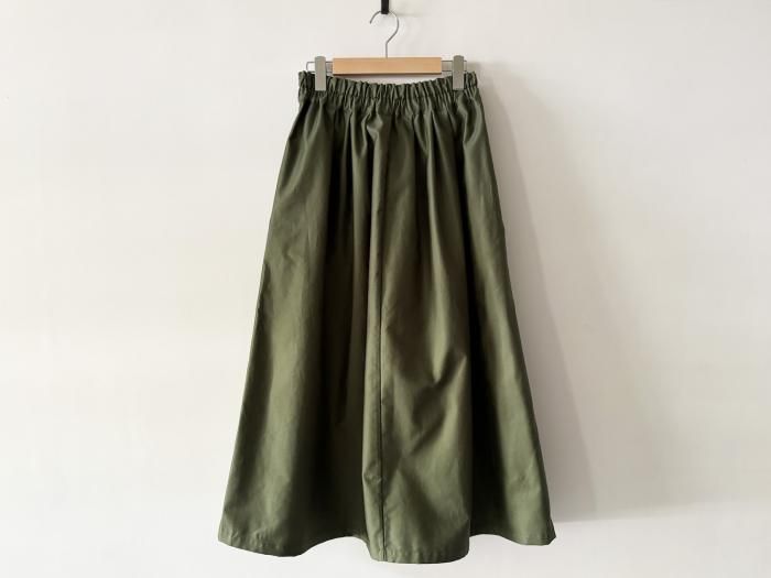 military moleskin long skirt/ OLIVE