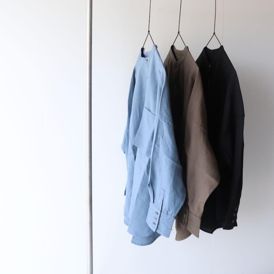 美品 2021SS ユニバーサルティシュ UNIVERSAL TISSU トリプルワッシャーリネンバンドカラーシャツ/ベージュ ブラウス【2400013529433】 UNIVERSAL TISSU（ユニヴァーサルティシュ）トリプルワッシャー