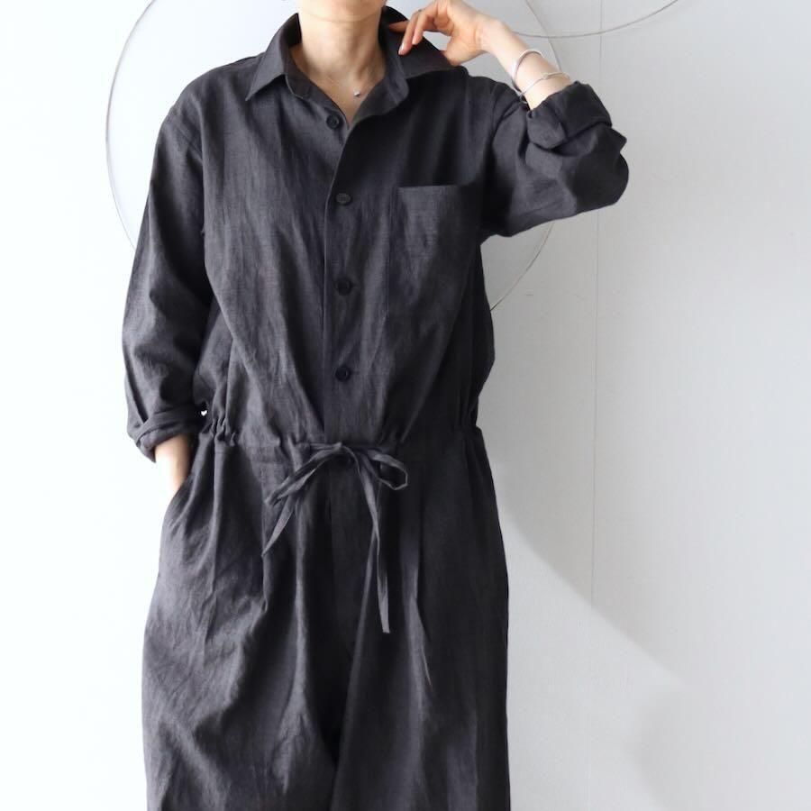 美品✨Veritecoeur ヴェリテクール リネン100 オールインワン 生成 Veritecoeur｜※Veritecoeur online 限定※ギャザーオールインワン
