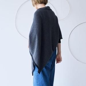 maison de soil / MERINO WOOL/CASHMERE PLAIN PONCHO(2color)