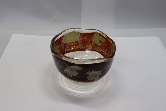 耐熱ガラス熔彩抹茶碗（蒔絵桜） | 工芸ガラス | 耐熱 ガラス