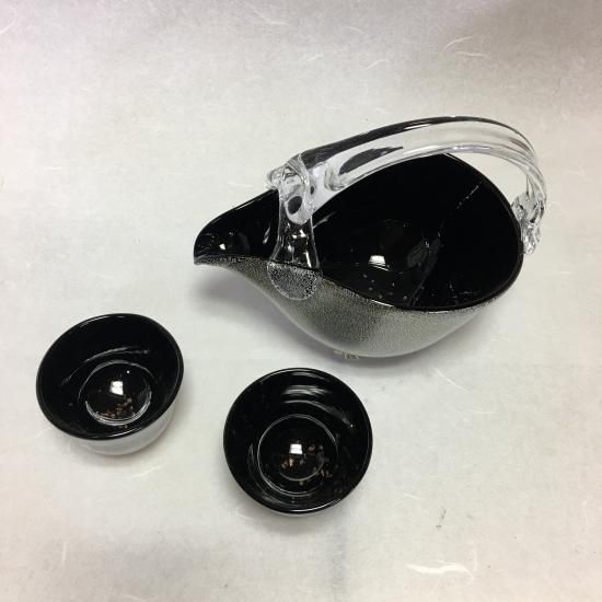 手吹きガラス 柄付酒器 銀箔彩 | 工芸ガラス | 耐熱 ガラス工房