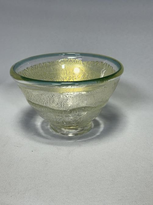 耐熱ガラス抹茶茶碗（銀箔彩窯変口巻き翠） - 茶道具 耐熱