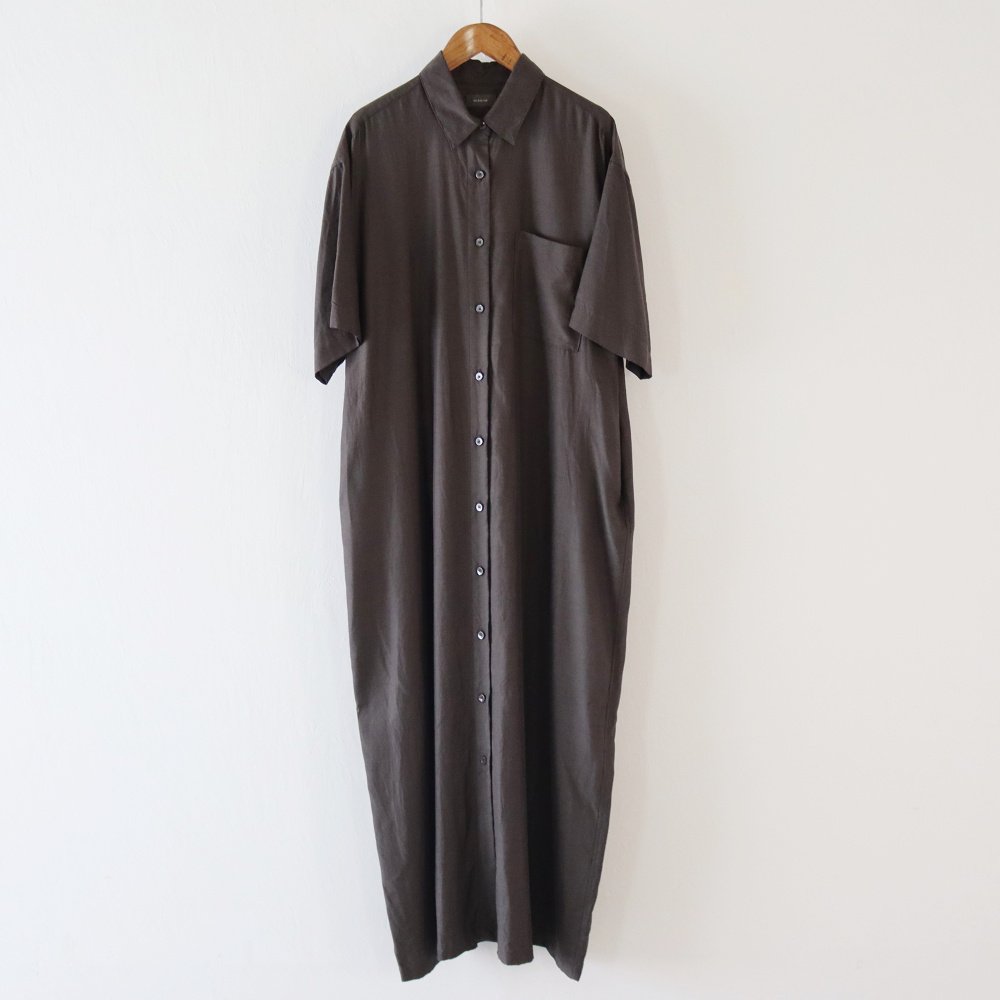 WIRROW_WOMEN'S  Cupro cotton half sleeve shirt dress (2 COLORS)