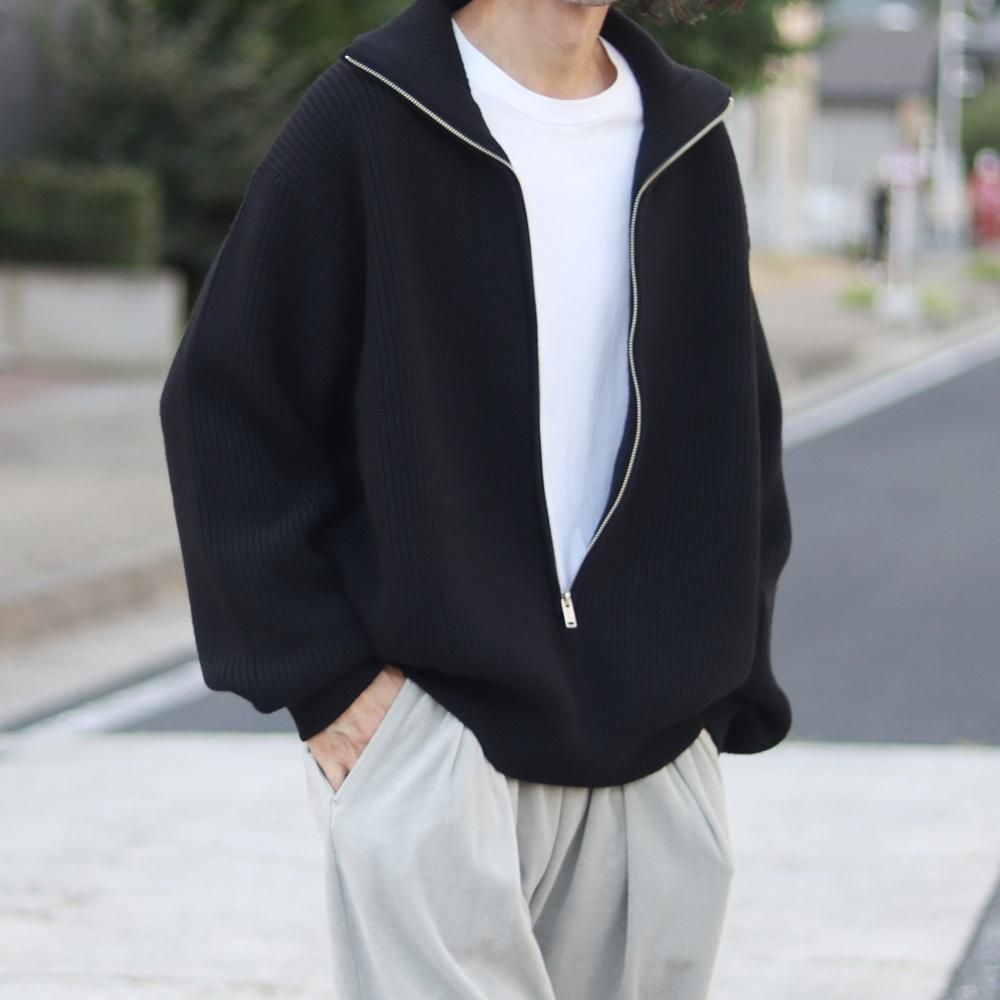 YOKE_MEN'S 3/4 FRONT ZIP HIGHNECK RIB SWEATER (2 COLORS YOKE_MEN'S 3/4 FRONT ZIP HIGHNECK RIB SWEATER (2 COLORS