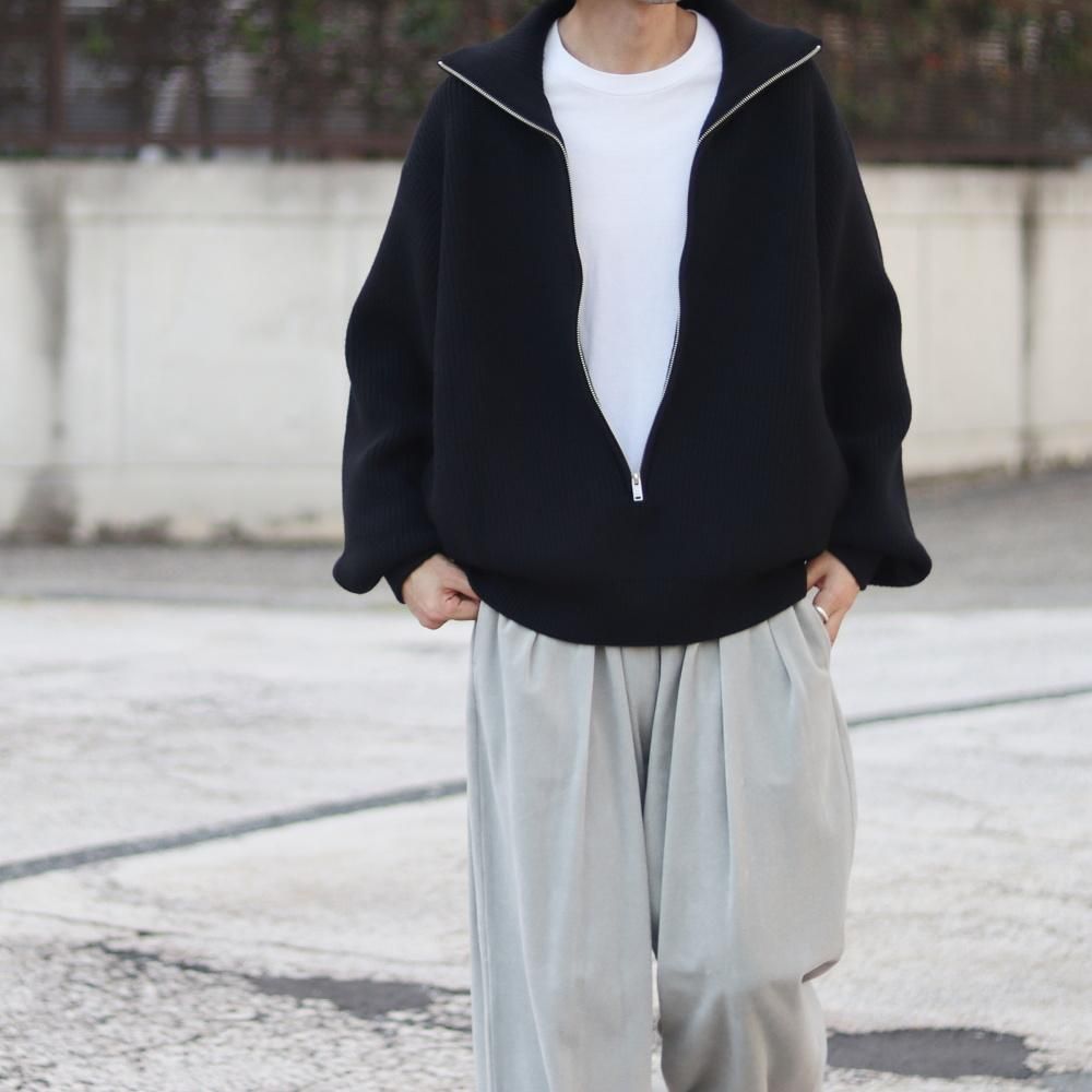 YOKE_MEN'S 3/4 FRONT ZIP HIGHNECK RIB SWEATER (2 COLORS YOKE_MEN'S 3/4 FRONT ZIP HIGHNECK RIB SWEATER (2 COLORS