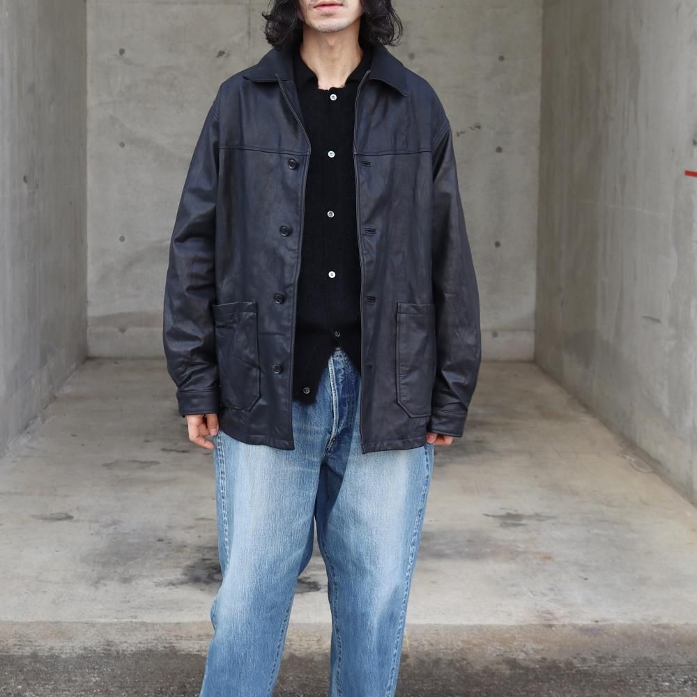 YOKE_MEN'S GOAT LEATHER CAR COAT - DIMPLE