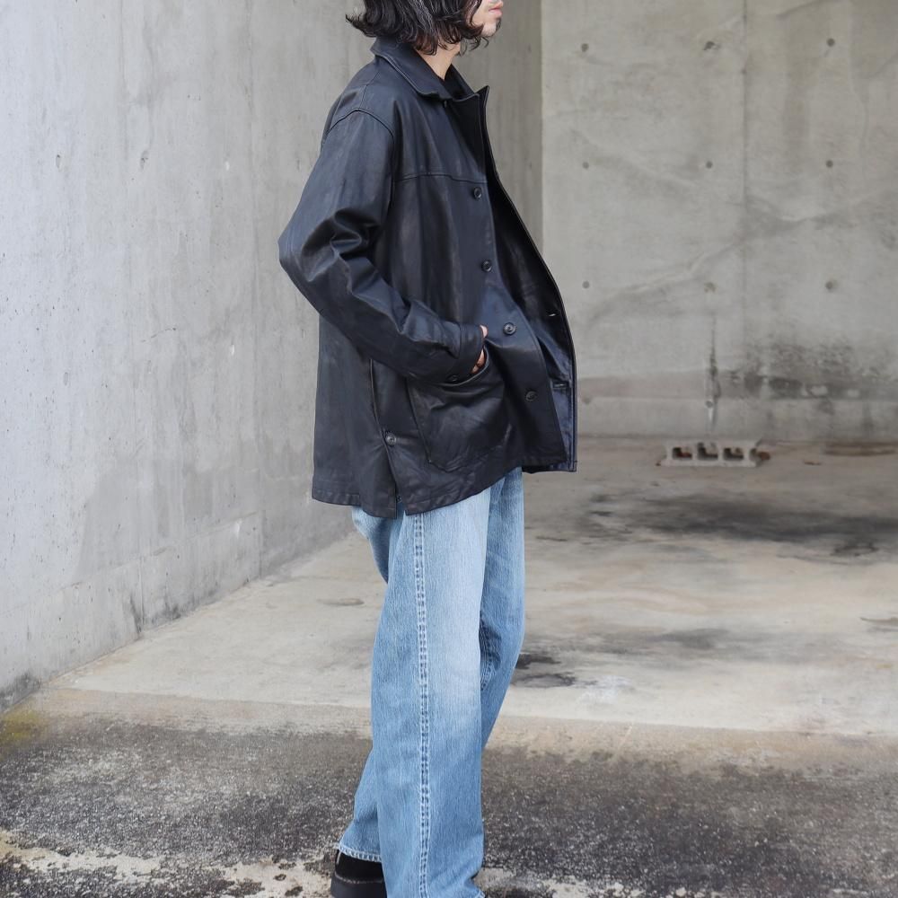YOKE_MEN'S GOAT LEATHER CAR COAT - DIMPLE