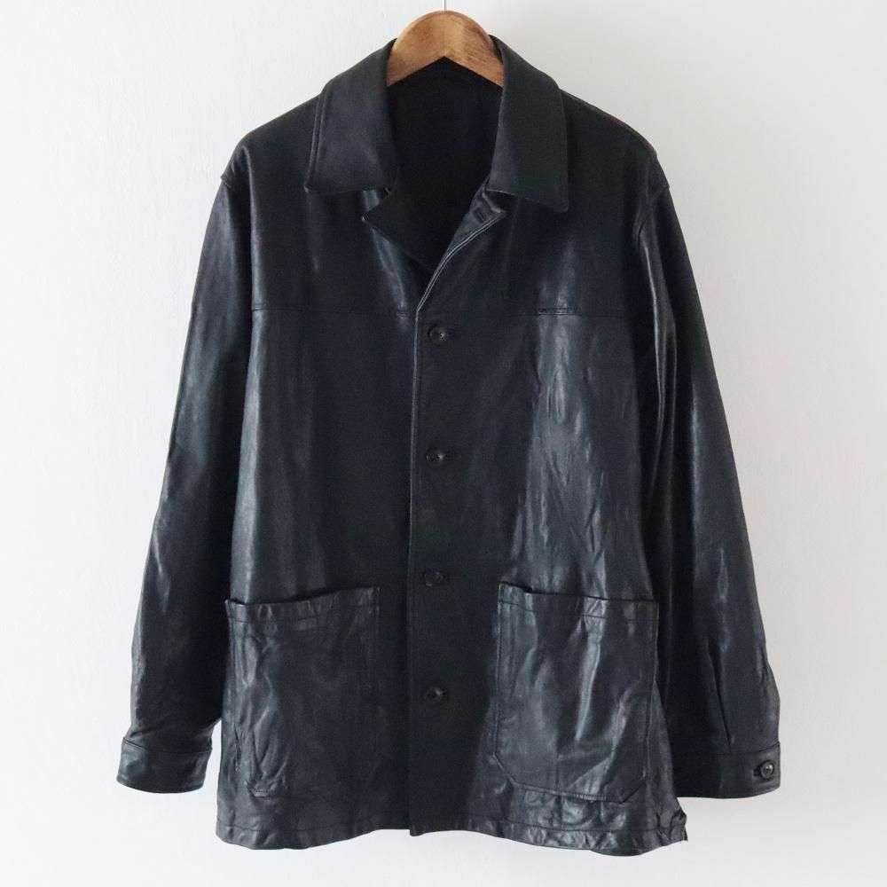 YOKE_MEN'S GOAT LEATHER CAR COAT - DIMPLE YOKE_MEN'S GOAT LEATHER CAR COAT - DIMPLE