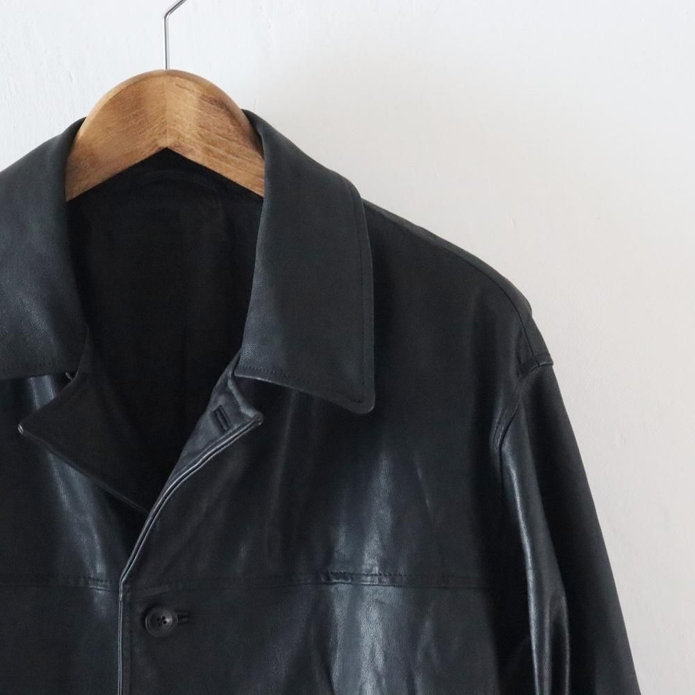 YOKE_MEN'S GOAT LEATHER CAR COAT - DIMPLE
