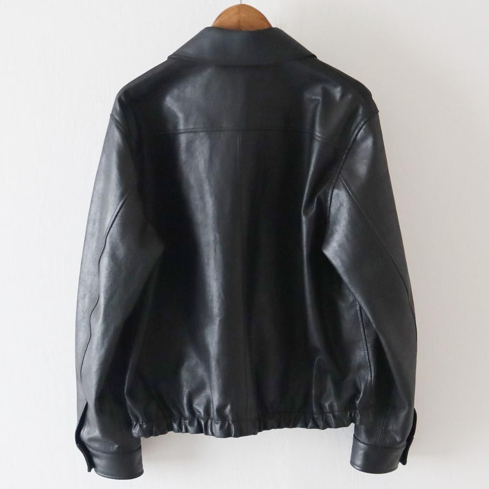YOKE_MEN'S LEATHER ZIP BLOUSON - DIMPLE