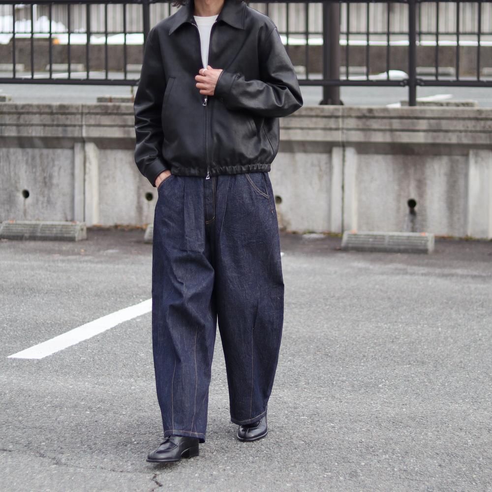 YOKE_MEN'S LEATHER ZIP BLOUSON - DIMPLE