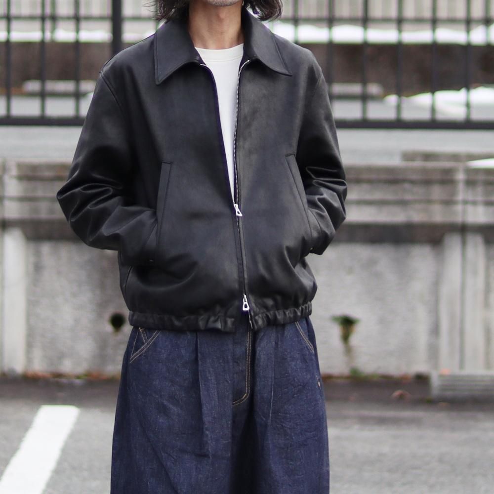 YOKE LEATHER ZIP BLOUSON YOKE Leather Puffer Blouson Black | HAVEN