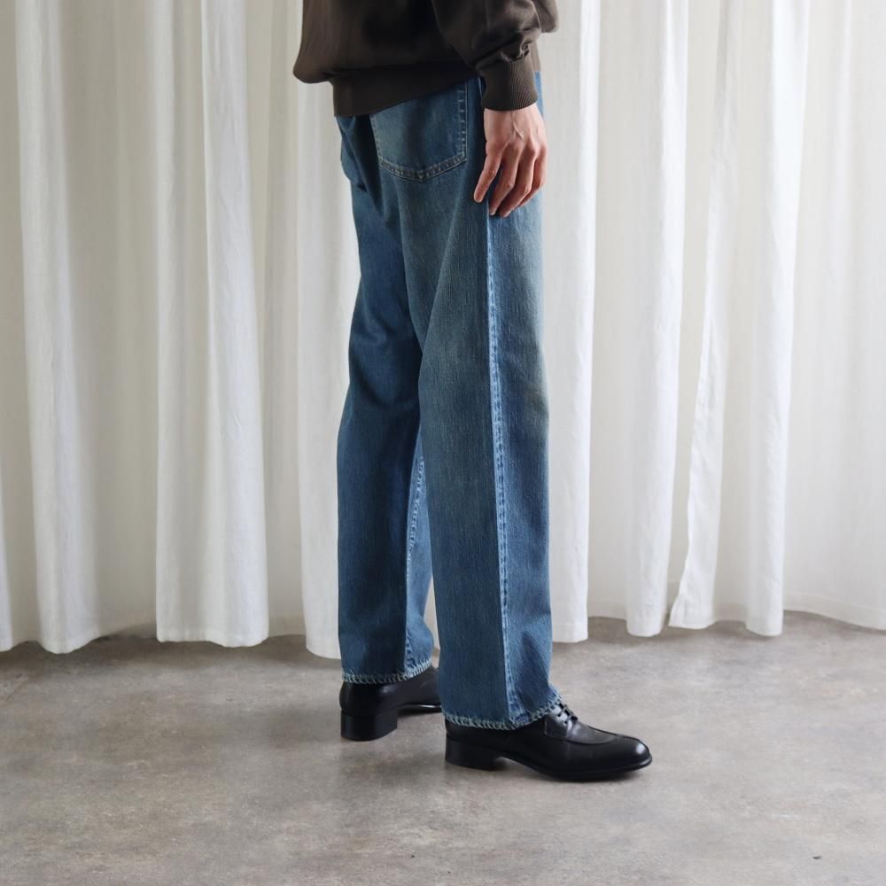 A.PRESSE Washed Denim Wide Pants - DIMPLE
