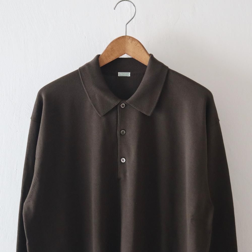 A.PRESSE Cotton Knit L/S Polo Shirt (2 COLORS) - DIMPLE