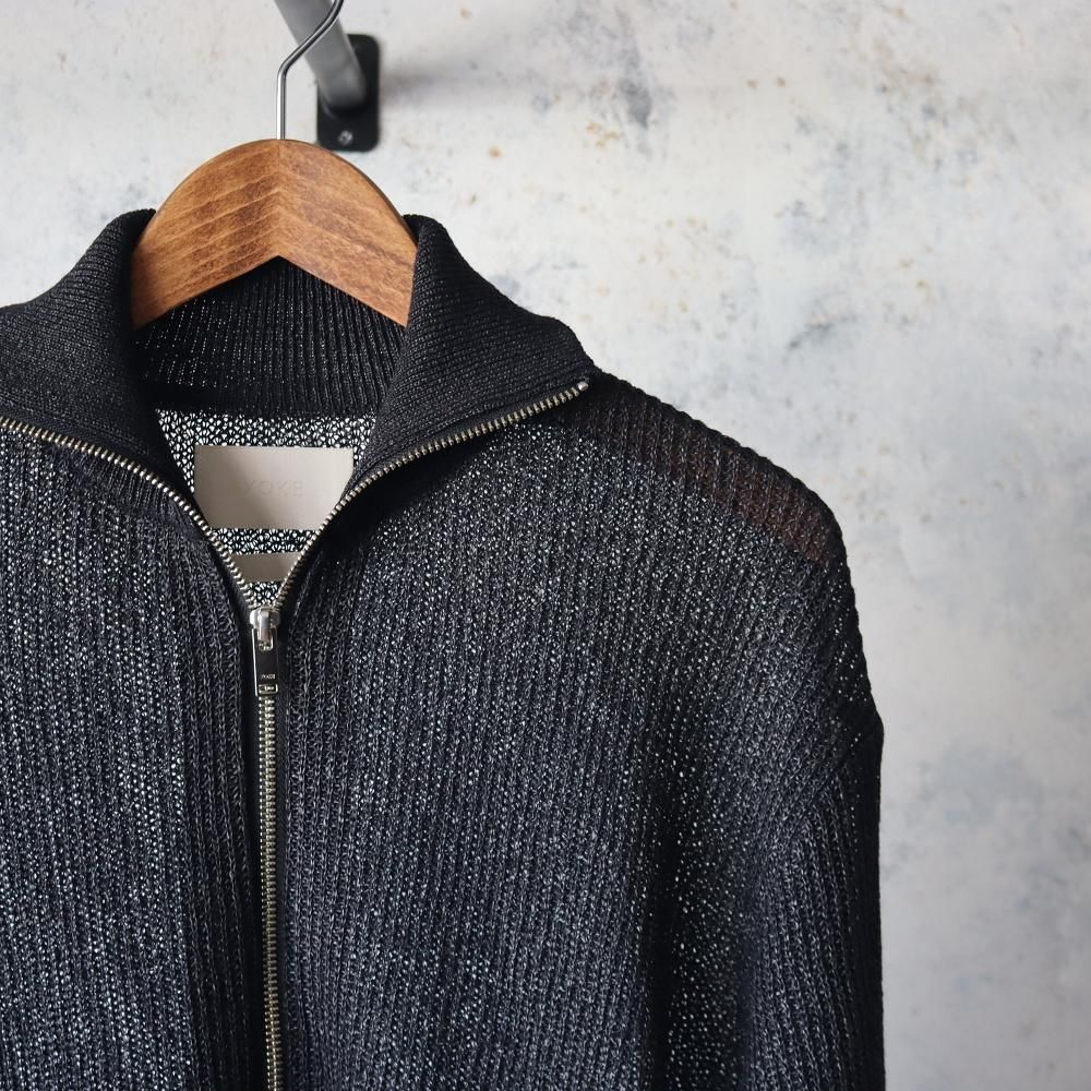 トップス YOKE WASHI RAYON SHEER DS KNIT YOKE ヨーク】 WASHI RAYON SHEER DRIVERS KNIT / BLUE - Avelia