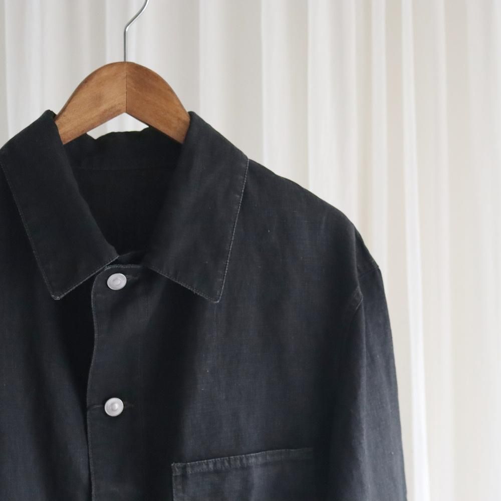 A.PRESSE Vintage Black Linen Coverall - DIMPLE
