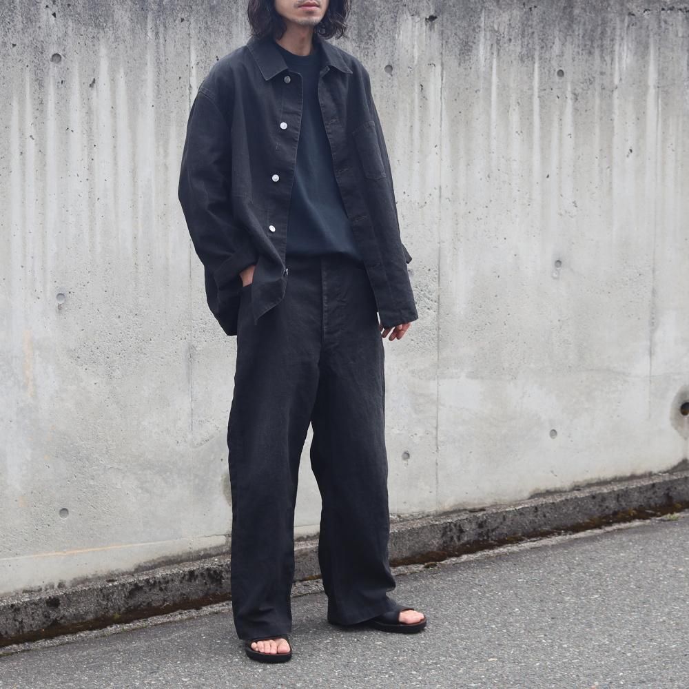 ジャケット・アウター a.presse Vintage Black Linen Coverall 1 A.PRESSE - アプレッセ Vintage Black Linen Coverall (25SAP-01