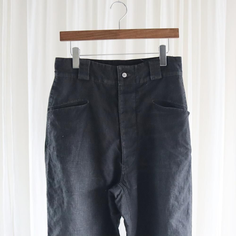 A.PRESSE Vintage Black Linen Trousers - DIMPLE