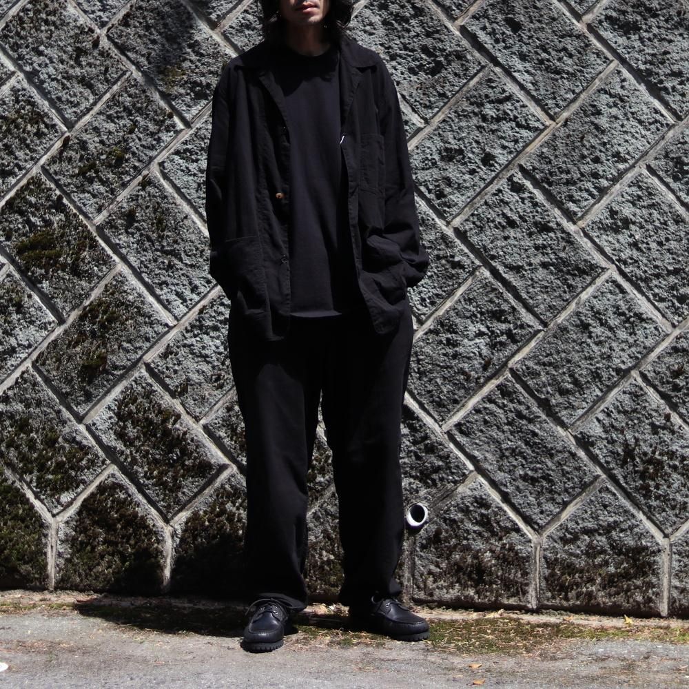 comoli 25ss オックスドローストリングパンツ COMOLI オックス ドローストリング パンツ , Black – Navyblue