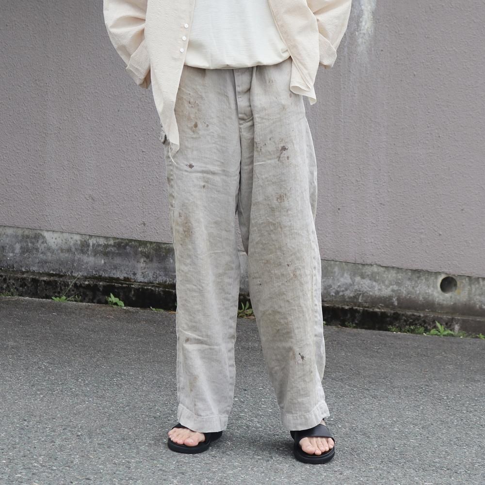 ssstein HEAVY LINEN HERRINGBONE WIDE EASY TROUSERS - DIMPLE